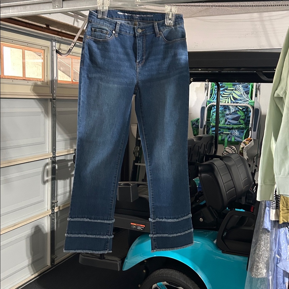 Chico’s Blue Girlfriend Flare Ankle Jeans